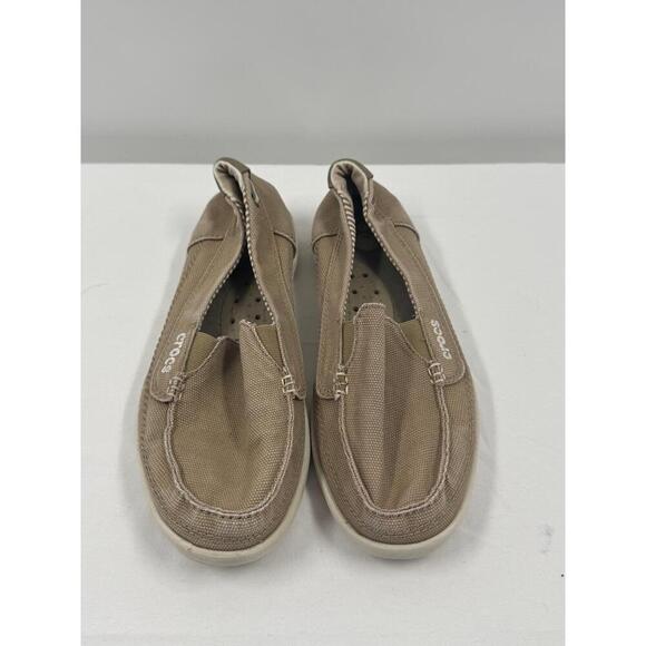 CROCS Shoes - Crocs Brown Canvas Casual SlipOn Loafers SZ W7